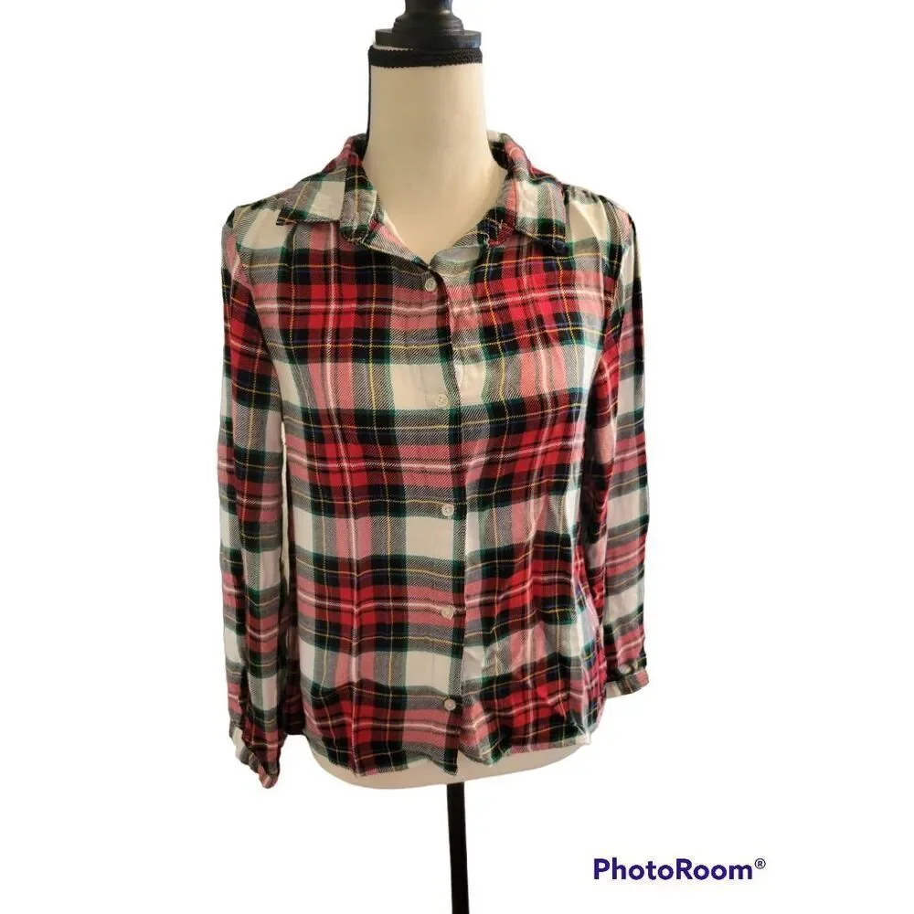 Old Navy Plaid Button Up Blouse Girls Youth Teen Size XXL (16)